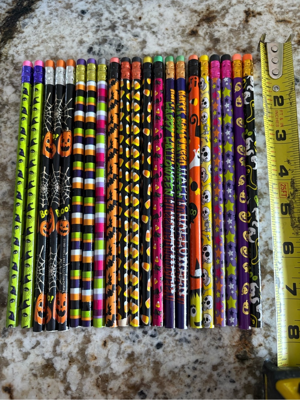 21 Halloween Themed Party Pencils - Assorted Orange, Black, Purple